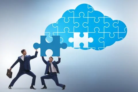 Concept of cloud computing with jigsaw puzzle Foto stock
