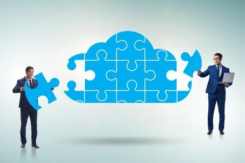 Concept of cloud computing with jigsaw puzzle 스톡 사진