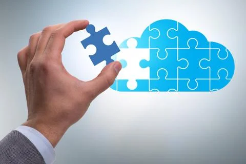 Concept of cloud computing with jigsaw puzzle Foto stock