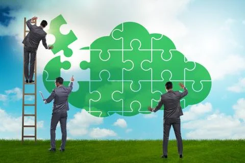 Concept of cloud computing with jigsaw puzzle Foto stock