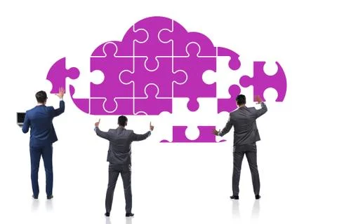 Concept of cloud computing with jigsaw puzzle 스톡 사진