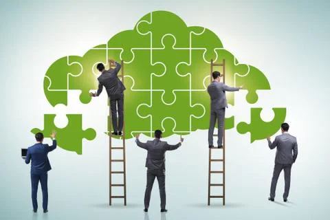 Concept of cloud computing with jigsaw puzzle Foto stock