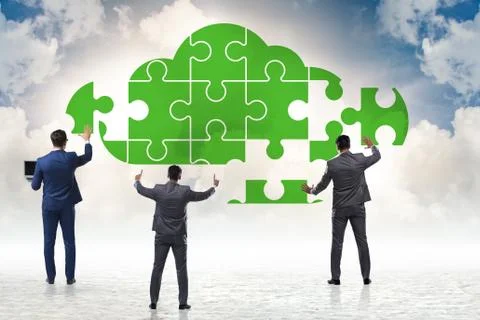 Concept of cloud computing with jigsaw puzzle 스톡 사진
