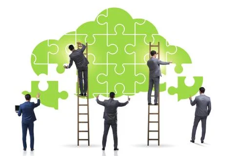 Concept of cloud computing with jigsaw puzzle Stock Photos