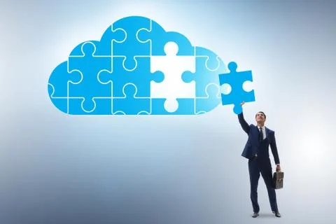 Concept of cloud computing with jigsaw puzzle Foto stock
