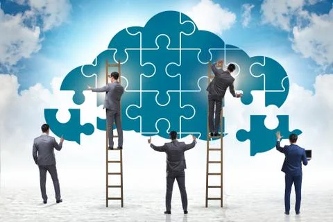 Concept of cloud computing with jigsaw puzzle 写真素材