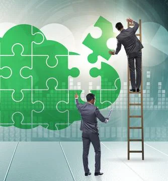 Concept of cloud computing with jigsaw puzzle 스톡 사진