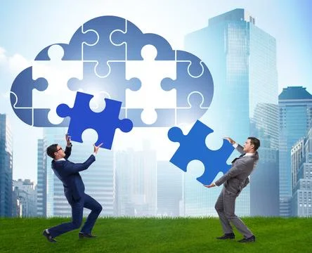 Concept of cloud computing with jigsaw puzzle Stock Photos