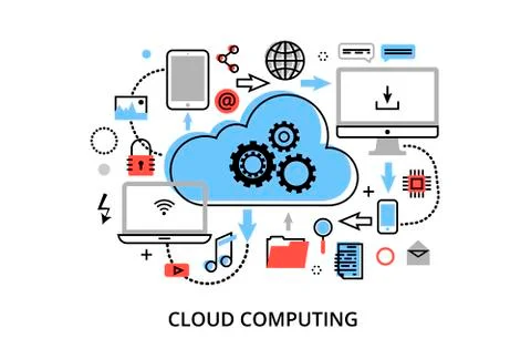 Concept of cloud computing technologies Stock Illustration