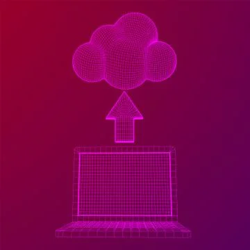 Concept of cloud computing technology with laptop Illustrazione stock