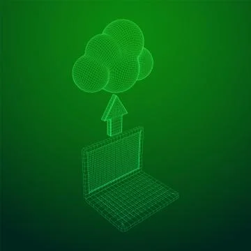 Concept of cloud computing technology with laptop Stock Illustration