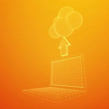 Concept of cloud computing technology with laptop Stock Illustration