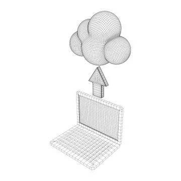 Concept of cloud computing technology with laptop Stock Illustration