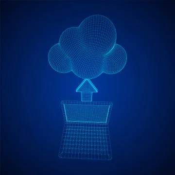 Concept of cloud computing technology with laptop Stock Illustration