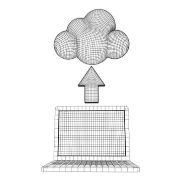 Concept of cloud computing technology with laptop 스톡 일러스트