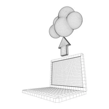Concept of cloud computing technology with laptop Stock Illustration