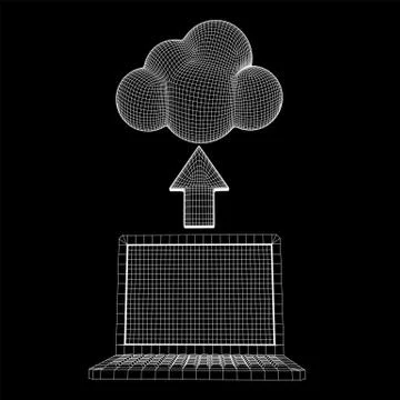 Concept of cloud computing technology with laptop Illustrazione stock