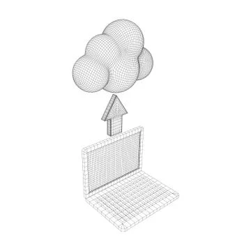 Concept of cloud computing technology with laptop Stock Illustration
