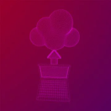 Concept of cloud computing technology with laptop Illustrazione stock