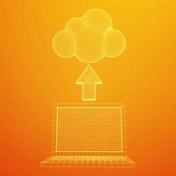 Concept of cloud computing technology with laptop Illustrazione stock