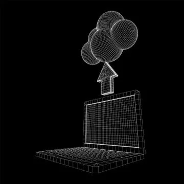 Concept of cloud computing technology with laptop Stock Illustration