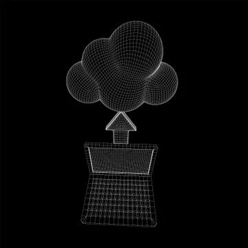 Concept of cloud computing technology with laptop Illustrazione stock