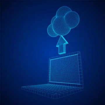 Concept of cloud computing technology with laptop Illustrazione stock