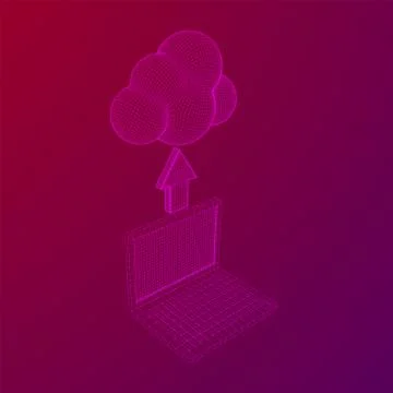 Concept of cloud computing technology with laptop Stock Illustration
