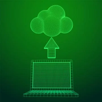 Concept of cloud computing technology with laptop Stock Illustration