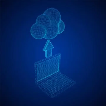 Concept of cloud computing technology with laptop Illustrazione stock