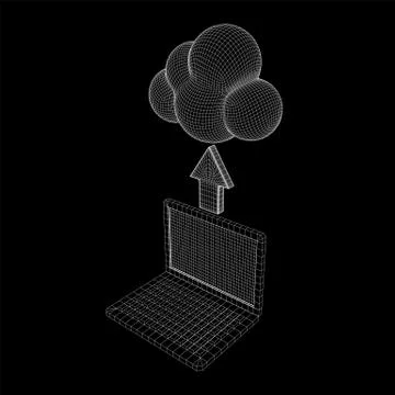 Concept of cloud computing technology with laptop Illustrazione stock