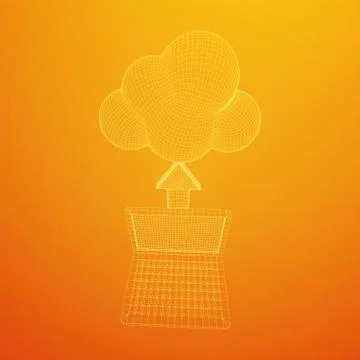 Concept of cloud computing technology with laptop Stock Illustration