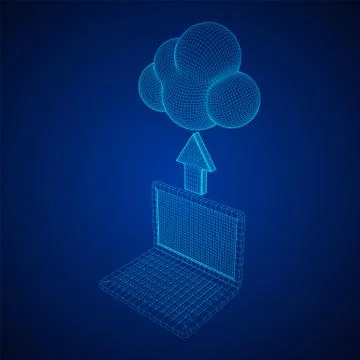 Concept of cloud computing technology with laptop Stock Illustration