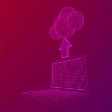 Concept of cloud computing technology with laptop Stock Illustration