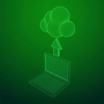 Concept of cloud computing technology with laptop Stock Illustration