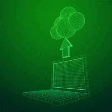 Concept of cloud computing technology with laptop Illustrazione stock