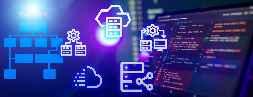 Concept of cloud computing technology. Protecting data and servers remotely.. Stockfoto's