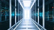Concept Of Cloud Data Service Center. Flow Moving Through Rack Servers. Stock Footage