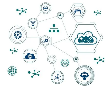 Concept of cloud gaming Stock Illustration