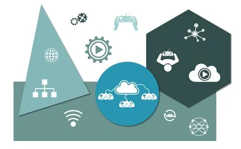 Concept of cloud gaming Stock Illustration