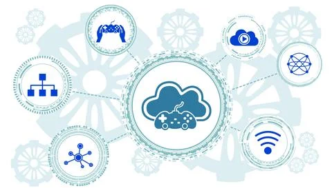 Concept of cloud gaming Stock Illustration
