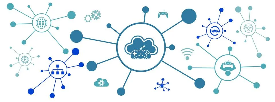 Concept of cloud gaming 库存插图