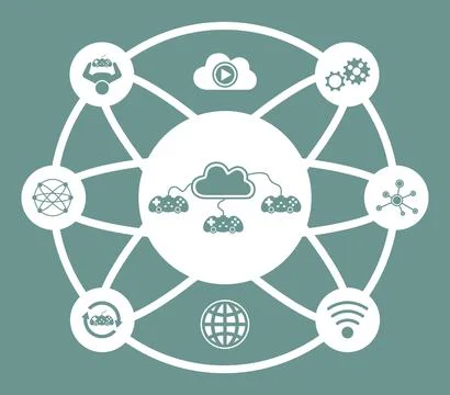 Concept of cloud gaming Ilustración de archivo