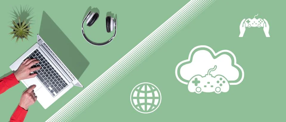 Concept of cloud gaming Stock Photos