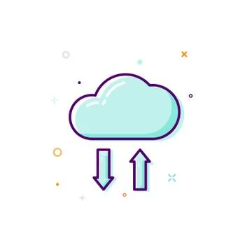 Concept cloud icon. Thin line flat design. Data store concept Ilustración de archivo