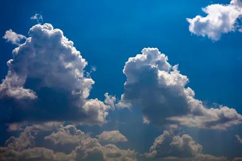 Concept cloud network shape on blue sky Stock Photos