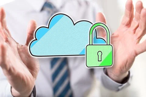 Concept of cloud security Stock Photos