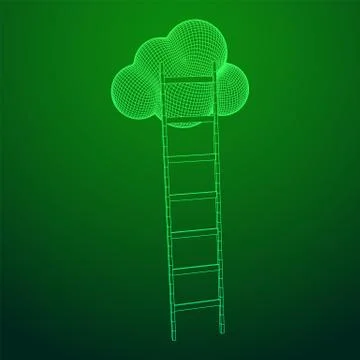 Concept of cloud with step ladder Stock Illustration