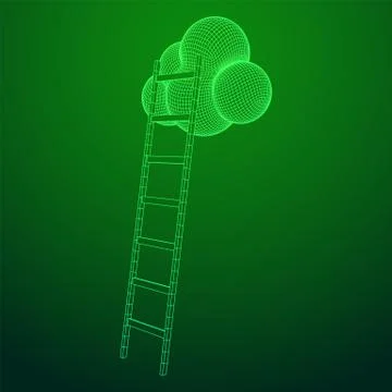 Concept of cloud with step ladder Stock Illustration
