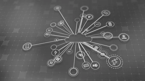 Concept of cloud technologies and server data processing Stock Footage 233346131
